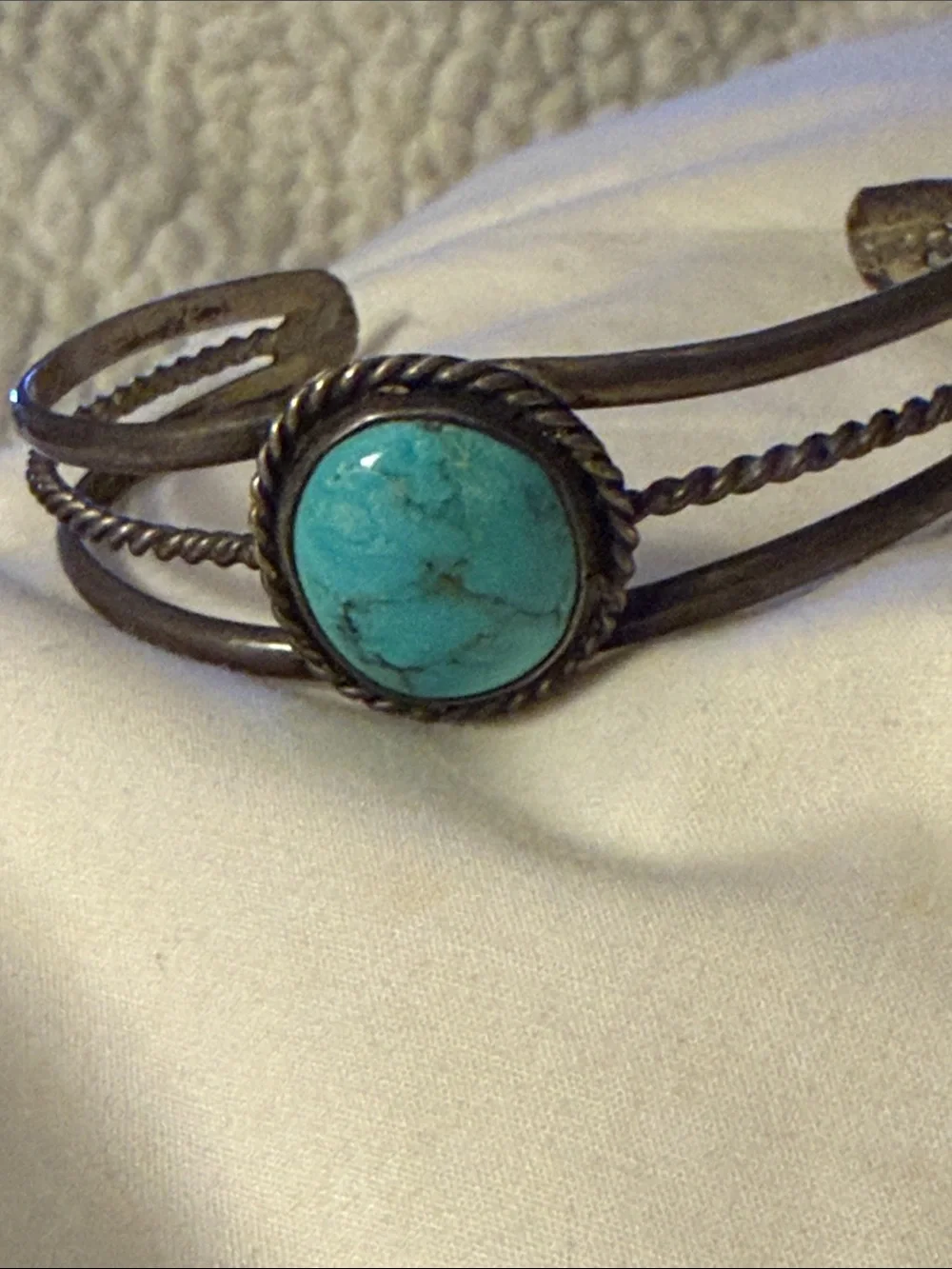 Turquoise Stone Silver Cuff Bracelet - Women Jewelry